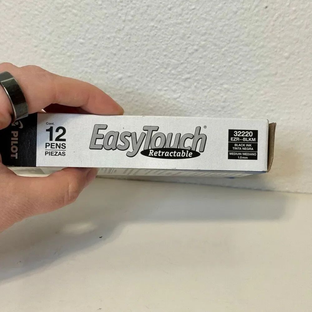 Pilot Easy Touch Pen Medium 32220, Black Ink, Retractable,‎ 1.0mm, Box of 12